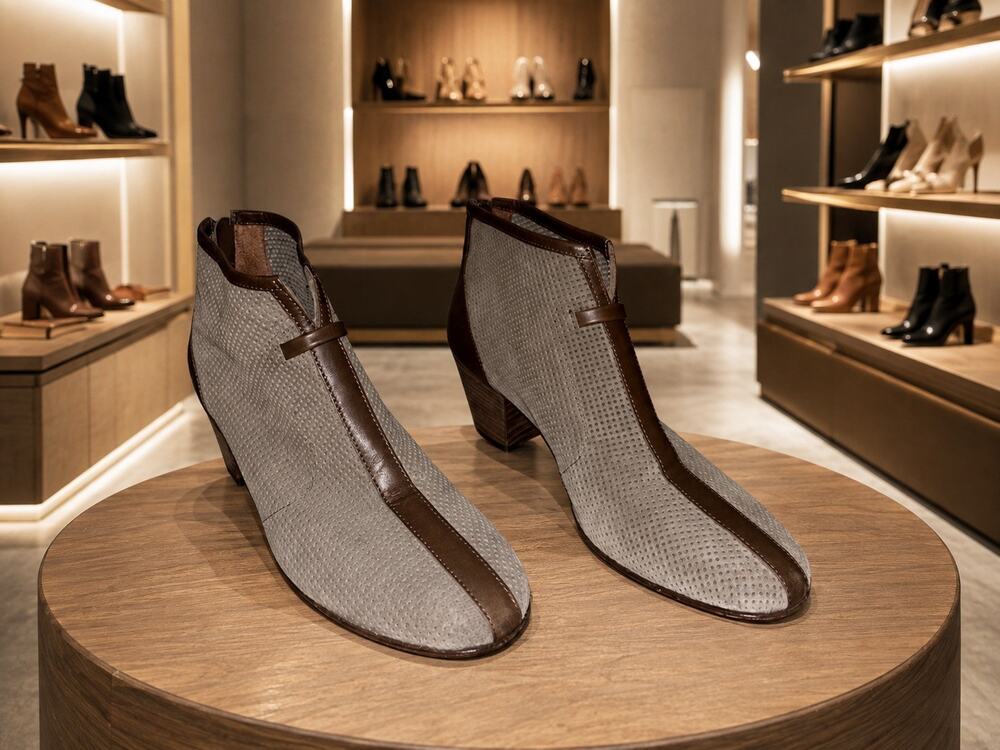 Aquatalia Marvin K Boho Hippie Stacked Heel Perforated Leather Ankle Boots